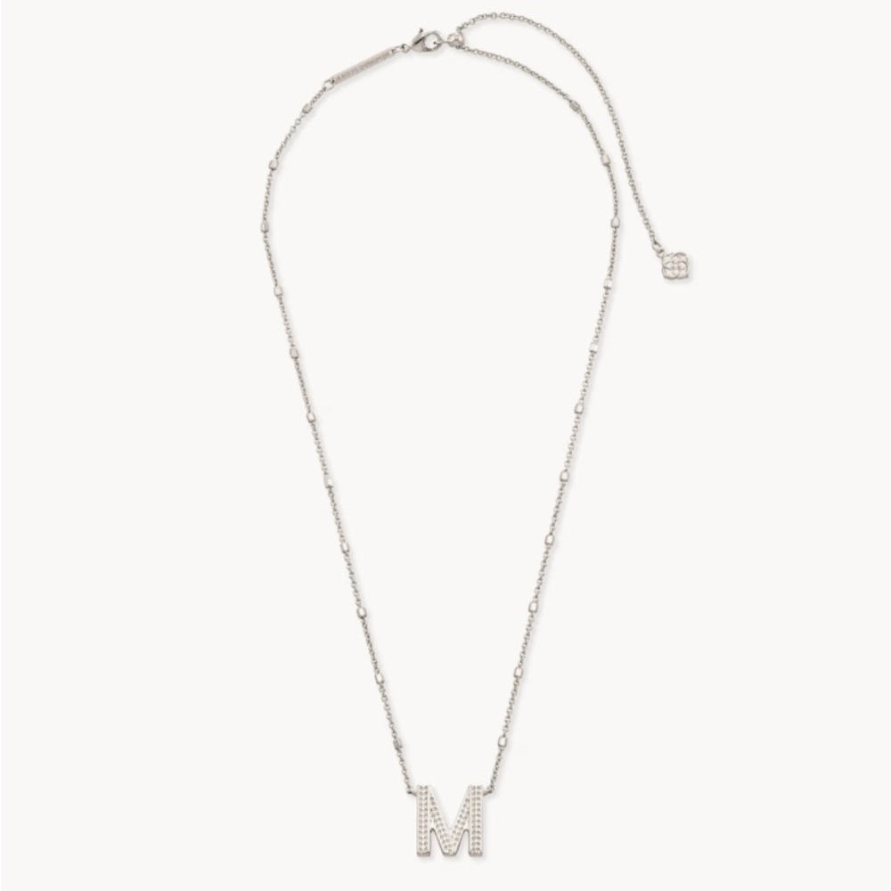 Letter M Pendant Necklace in Silver